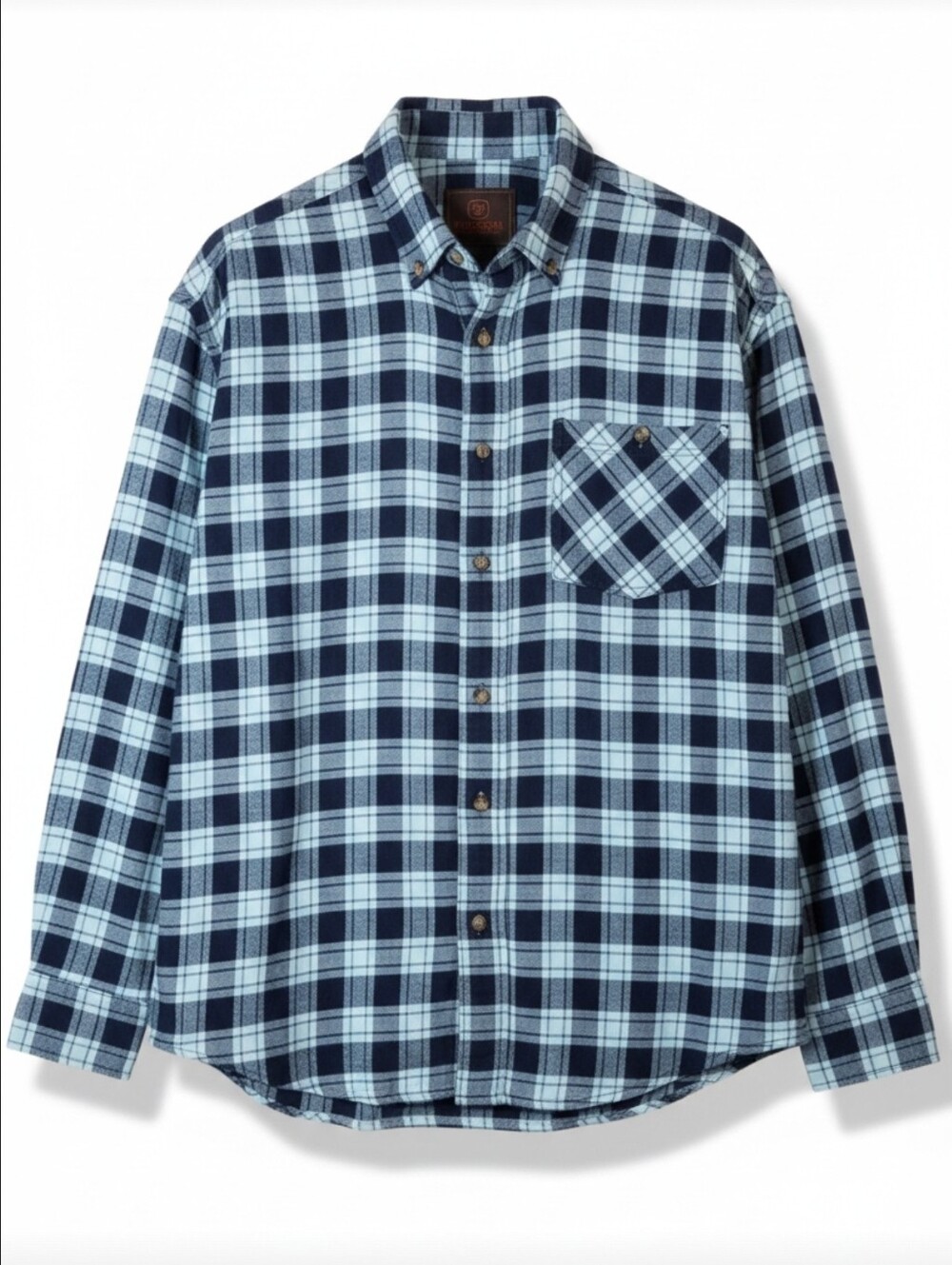 Ranch Tough Men's Flannel Shirt - Blue & White Plaid Button Down - Size XL